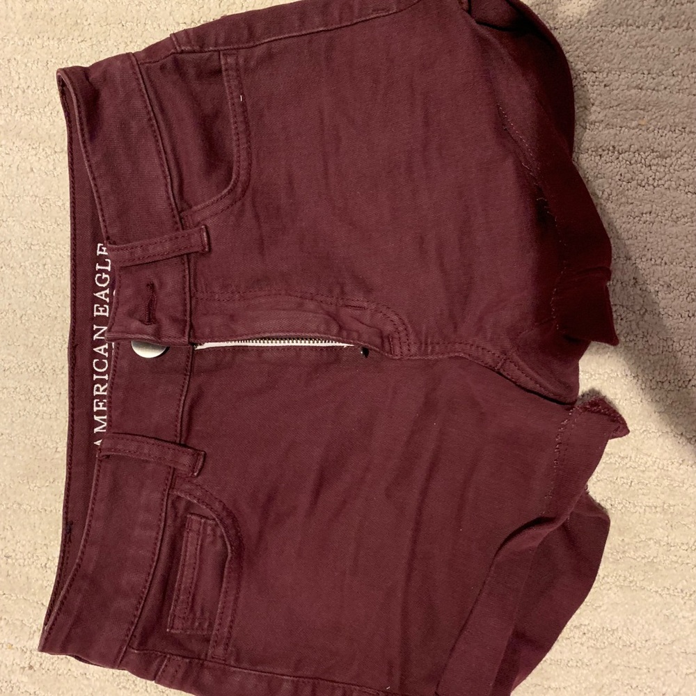 Maroon jean shorts
